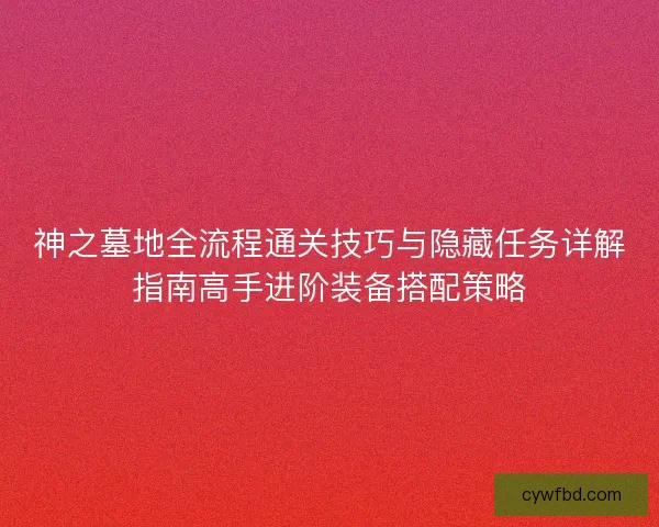 神之墓地全流程通关技巧与隐藏任务详解指南高手进阶装备搭配策略